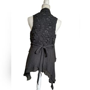 Gray Vest With Unique Floral Cut Out Design